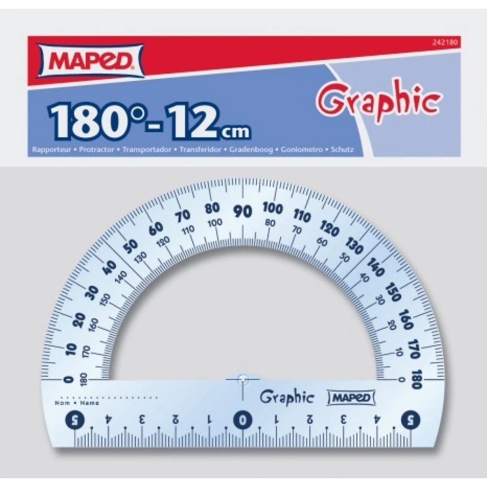 GRAPHIC 180°-os 12 cm plastic protractor