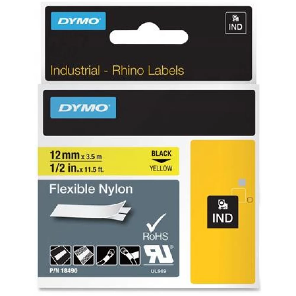 DYMO D1 nylon casette 12mm x 3.5m yellow