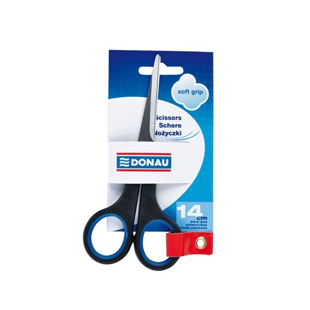 DONAU SOFT GRIP scissors 14cm black-blue