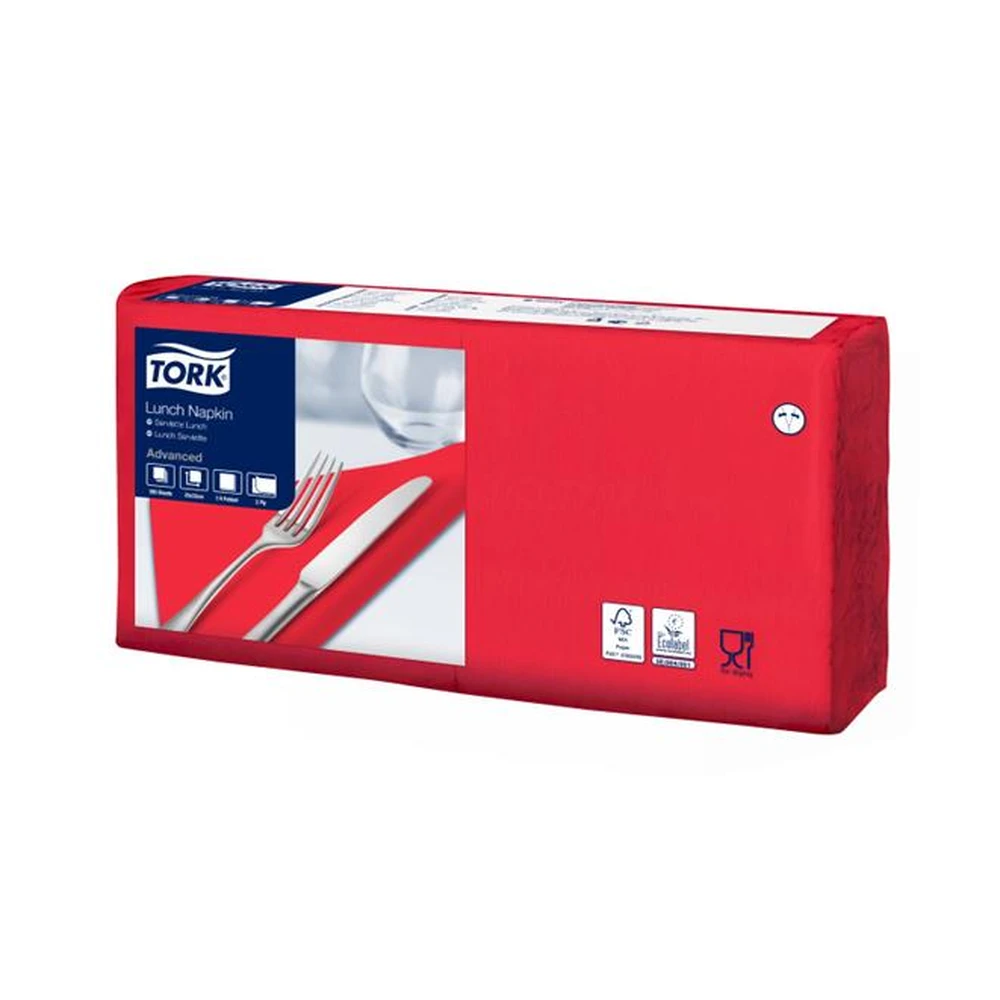 TORK Advanced szalvéta 33x33 cm 1/4 hajtogatású red