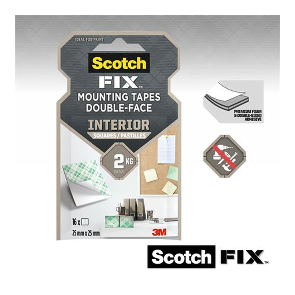 3M SCOTCH Ragasztó négyzetek bilateral 25.4 x 25.4 mm