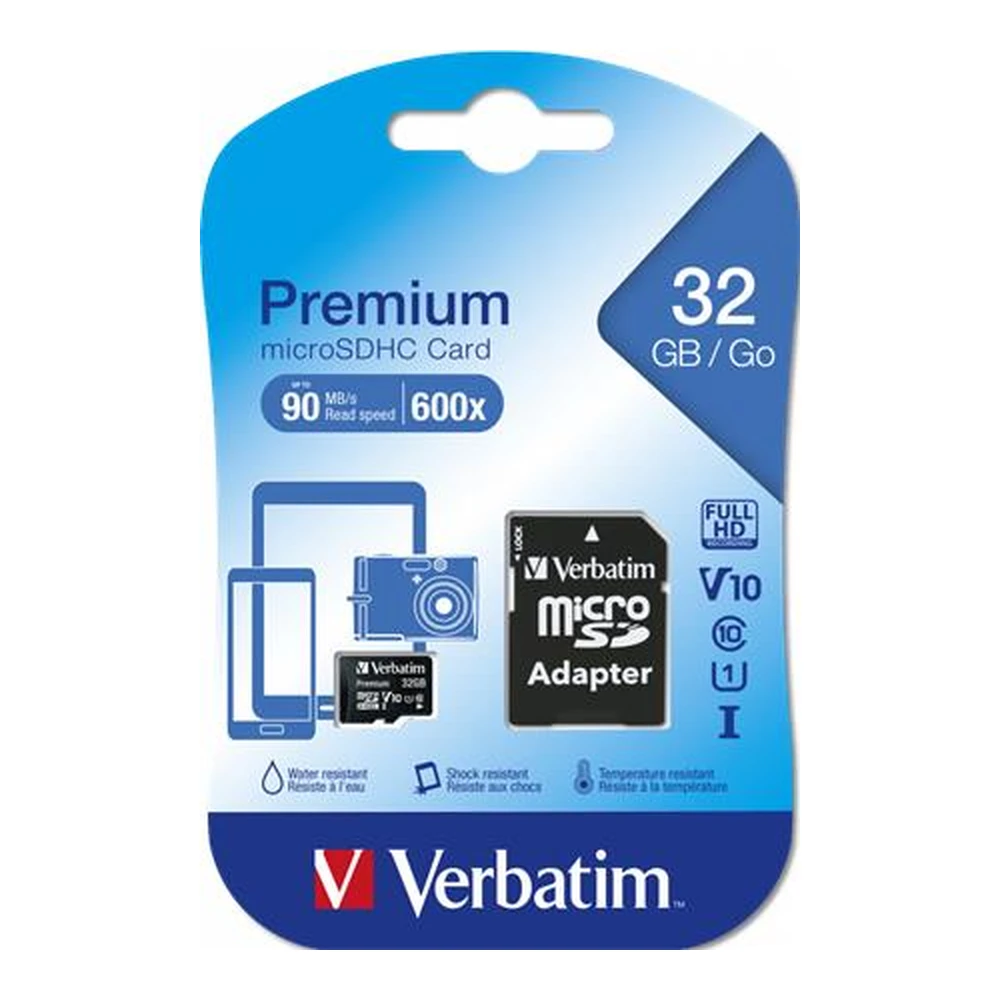 VERBATIM Premium 32GB MicroSDHC 10 MB/s 44083