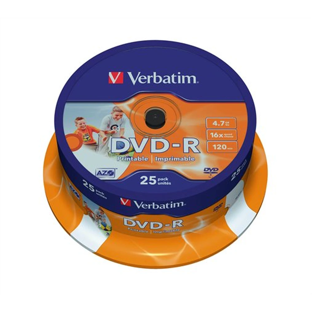 VERBATIM DVD-R 16x 25pcs printable cylindrical