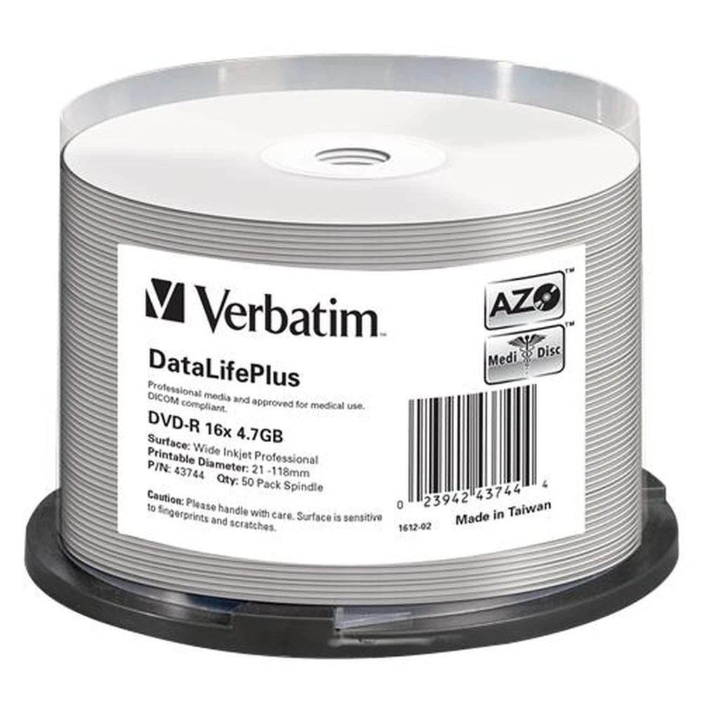 VERBATIM DVD-R DataLifePlus 16x 50pcs printable cylindrical