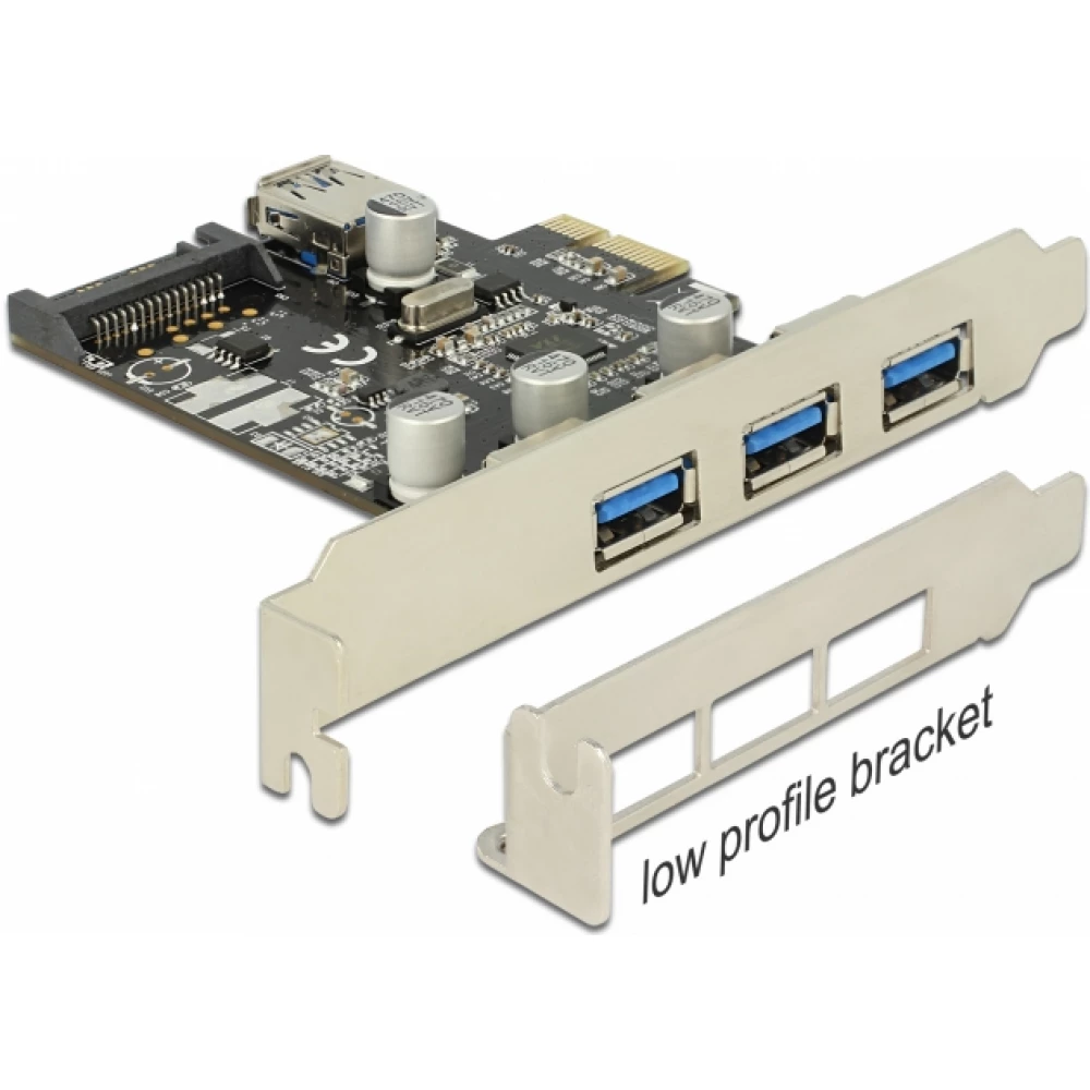 DELOCK PCI Express Kártya - 3 x külső + 1 x belső USB 3.0 A-típusú hüvely