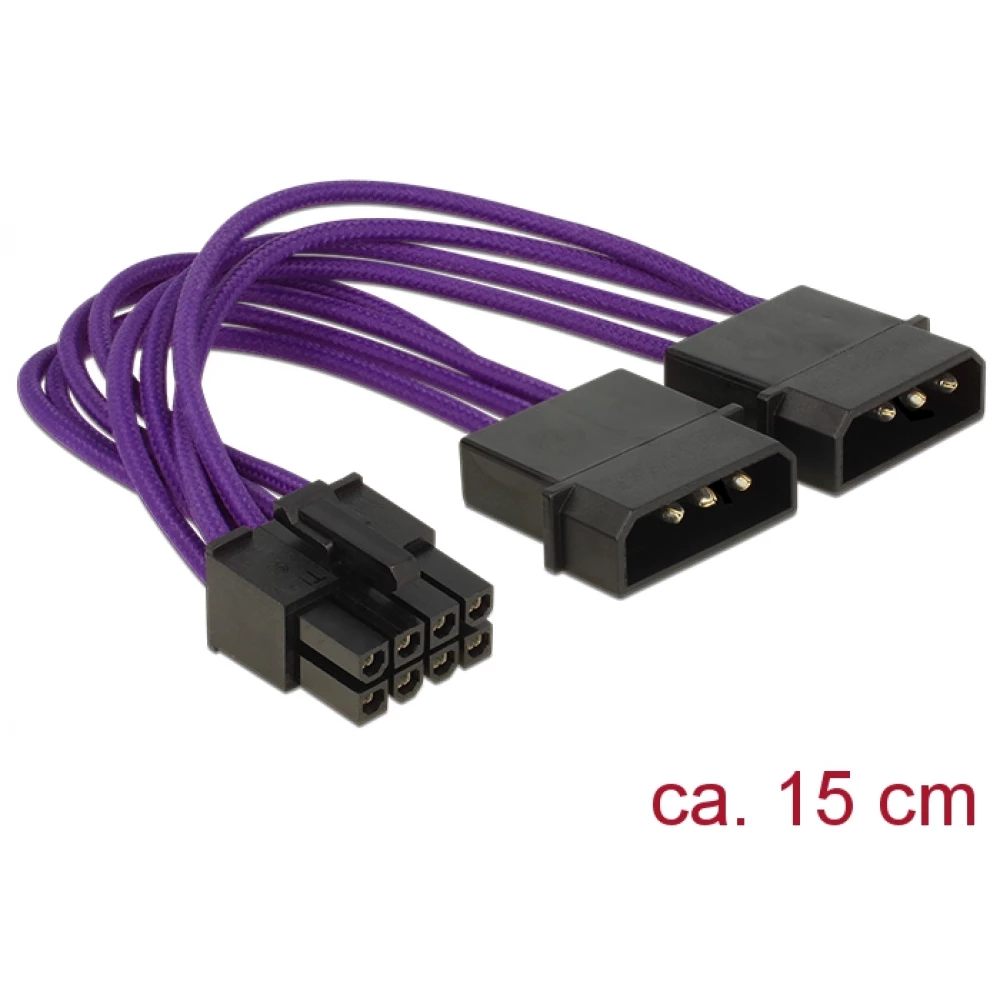 DELOCK PCI Express 8 pin Molex Kabel za napajanje Lila 15cm 83703