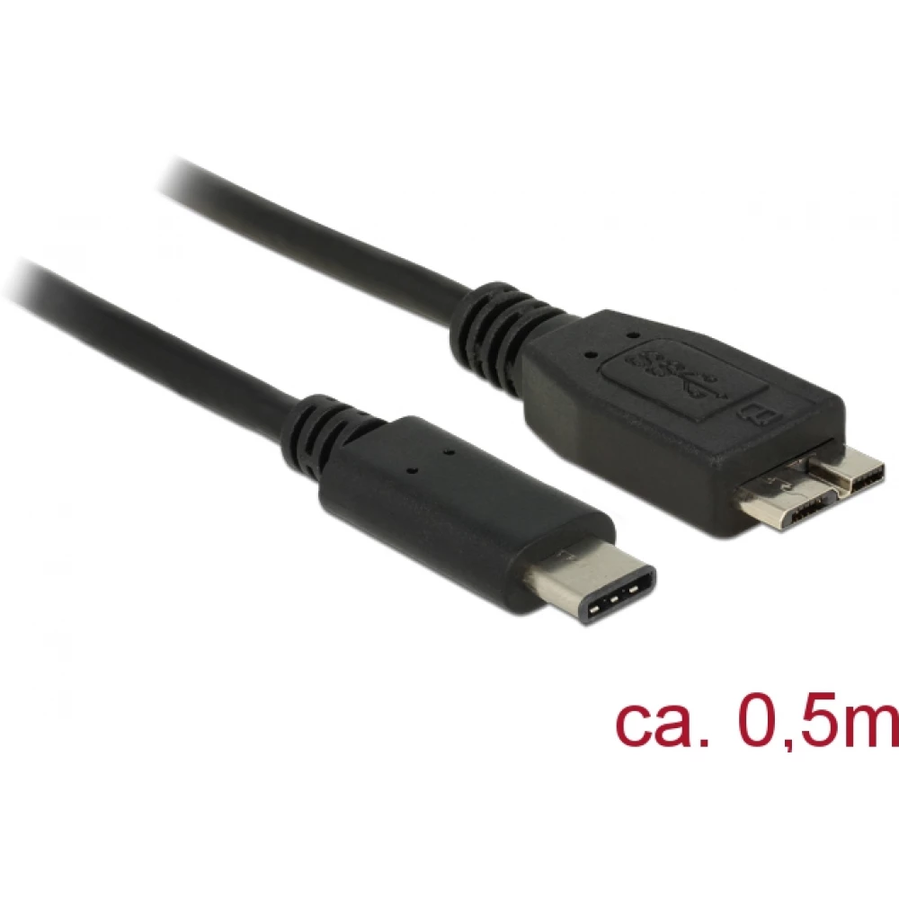 DELOCK USB 3.1 Type C USB 3.1 Micro-B Átalakító Fekete 50cm 83676