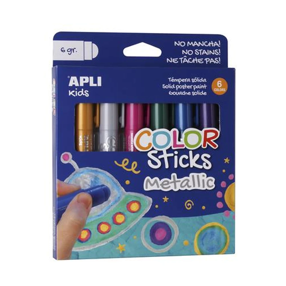 APLI Kids Tempera stift stock toll form 6 different metal color