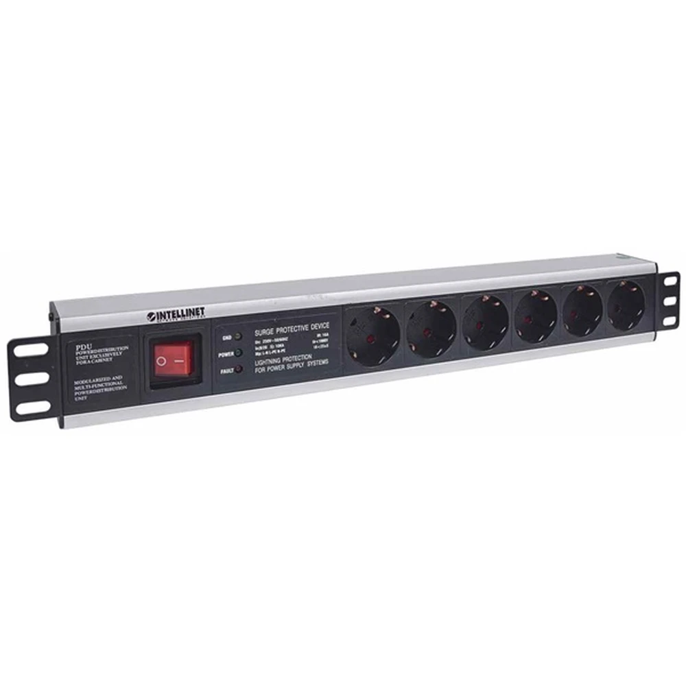 INTELLINET 19" 1.5U Rackmount 6-Way Power Strip 713962