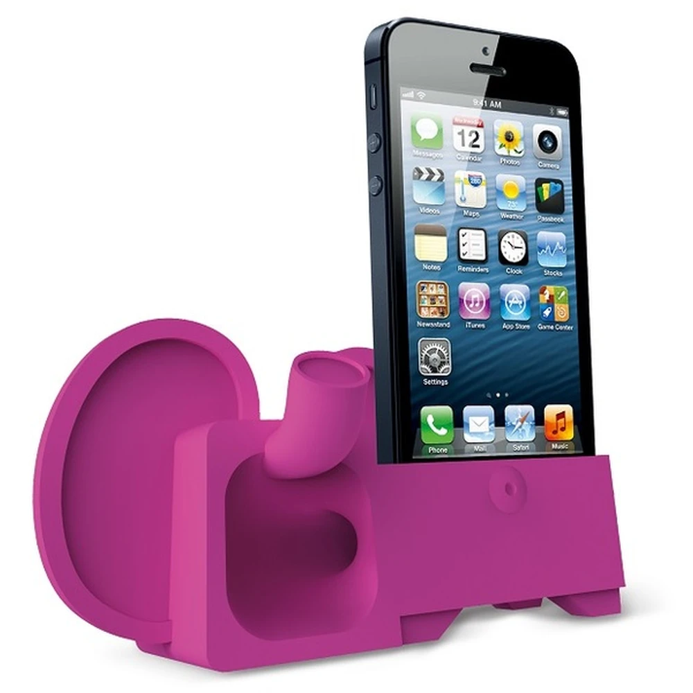 OZAKI iPhone5/5S akustički spikerfon i stalak magenta slon