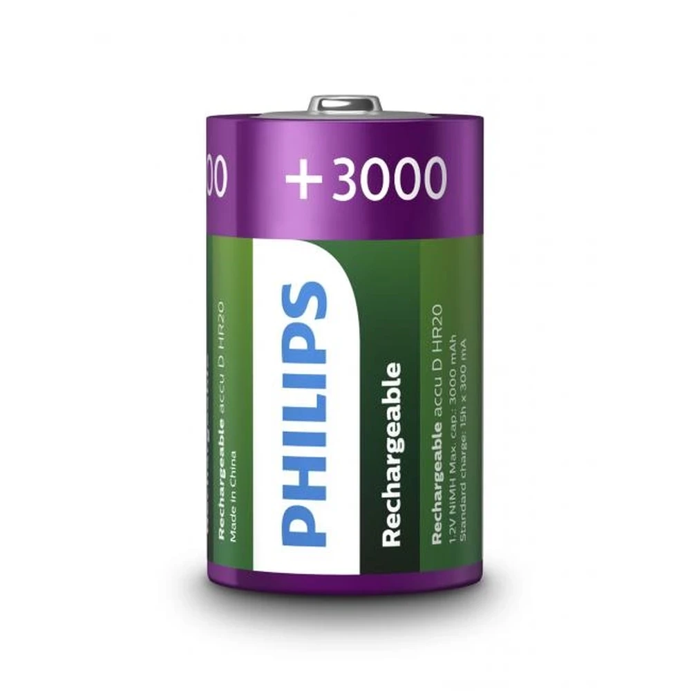 PHILIPS Rechargeable NiMH goliat akku (D) 3000mAh 2buc