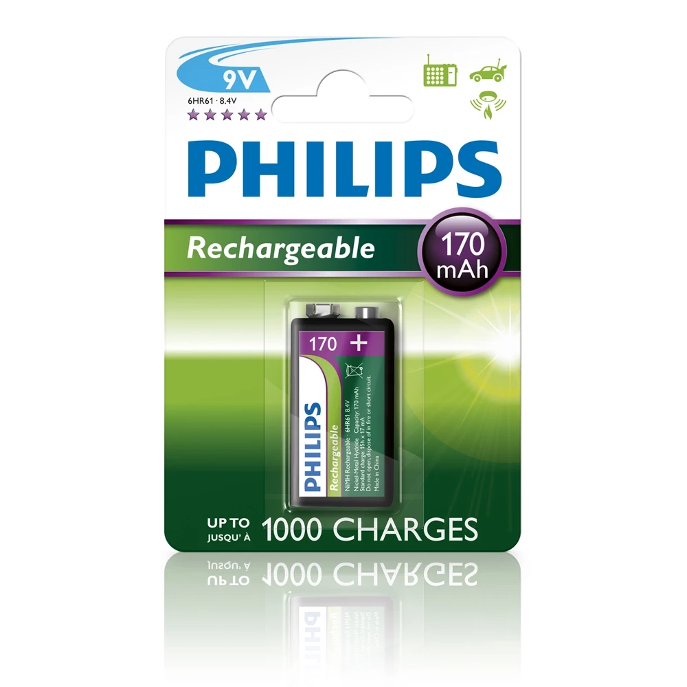PHILIPS Rechargeable NiMH 9 voltos akku (E) 170mAh 1db