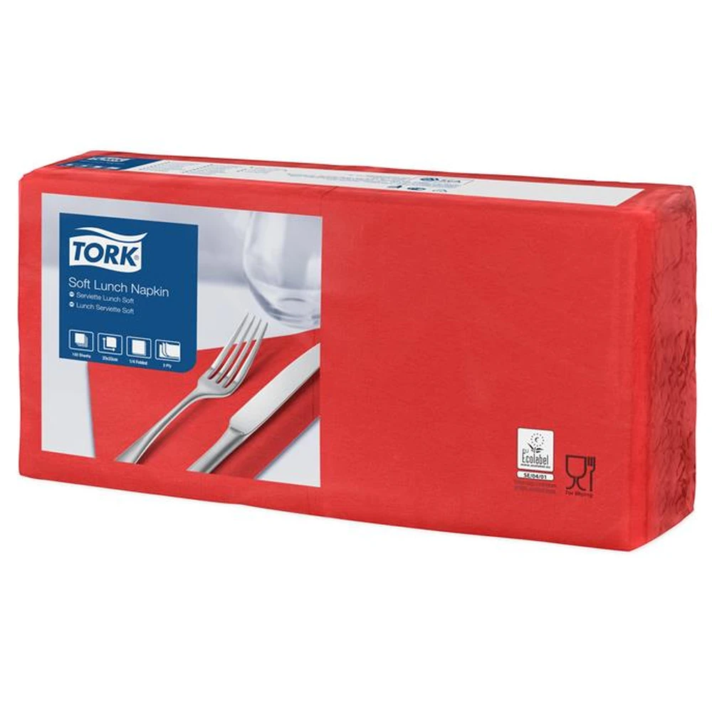 TORK Szalvéta 1/4 hajtogatott 3 ply 33x33 cm Lunch red