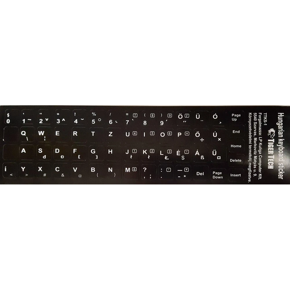 TIGER TECH TTKS-1 sticker keyboard black basis white letters