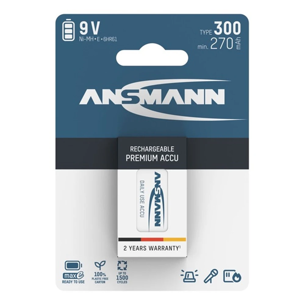 ANSMANN 9V akku (E) 300 mAh 1db