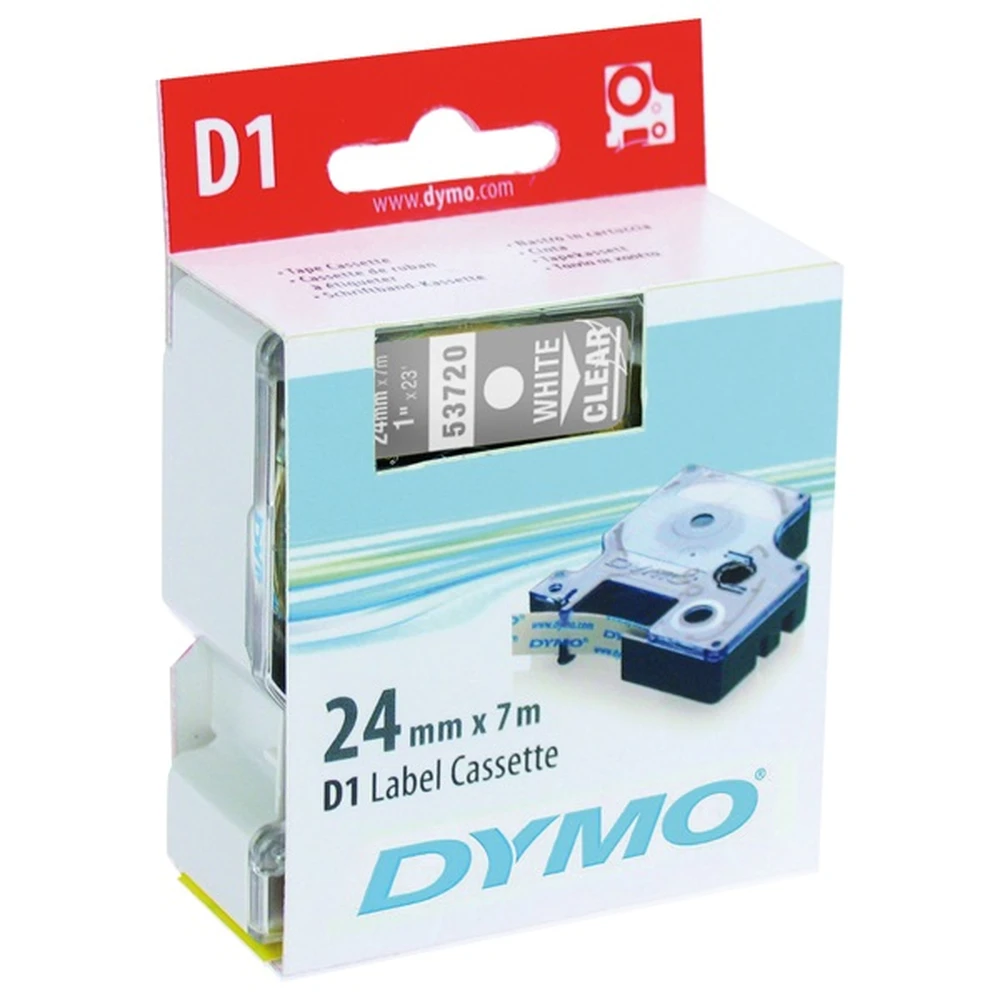 DYMO 53720 Címke LM D1 alap 24mm fehér betű / víztiszta alap