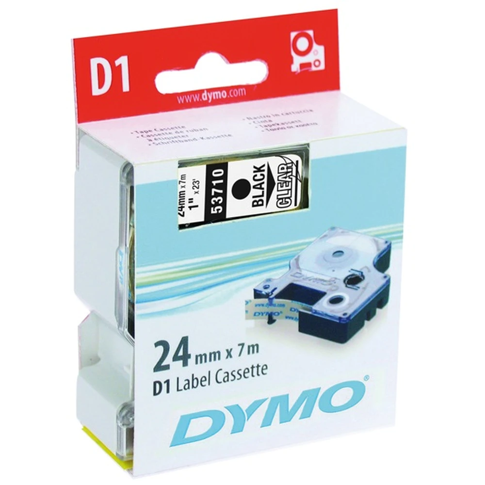 DYMO 53710 Címke LM D1 alap 24mm fekete / víztiszta alap