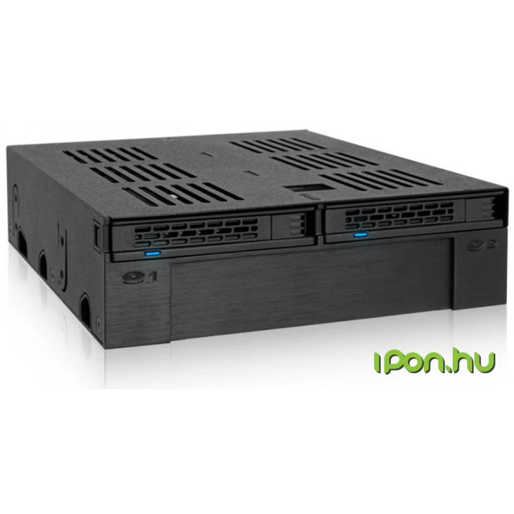 ICYDOCK MB322SP-B 2x2.5" SAS/SATA HDD/SSD Mobile Rack +3.5" Slot for External 5.25" Bay -Comparable to Tray-Less Design
