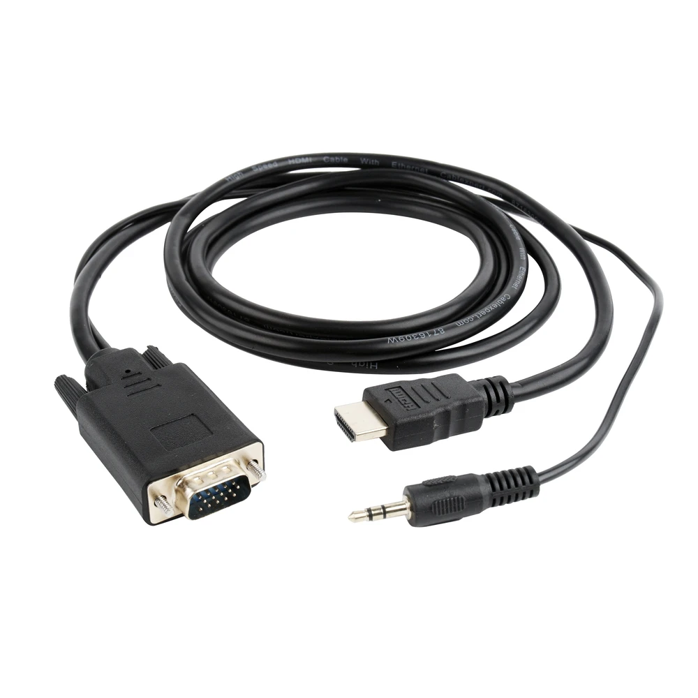 GEMBIRD HDMI VGA/D-Sub + Jack Átalakító Fekete 1.8m A-HDMI-VGA-03-6