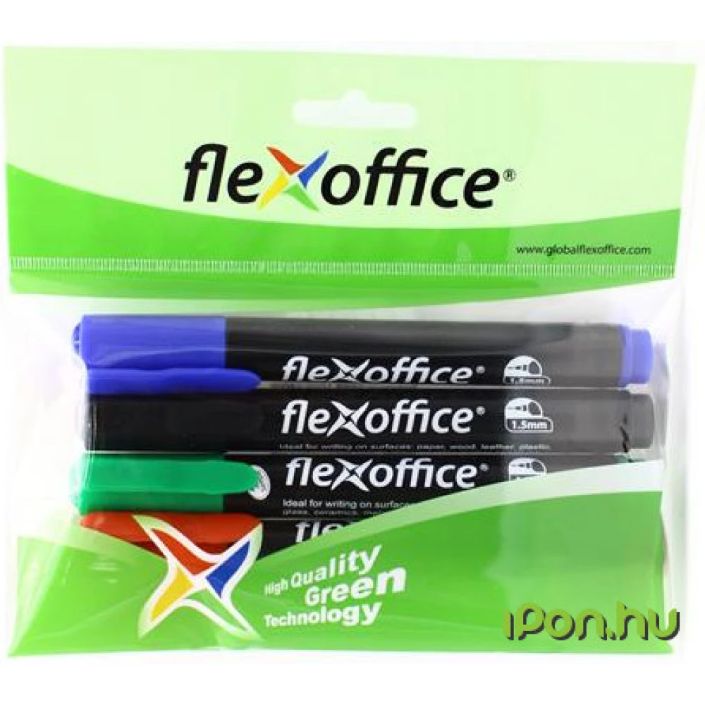 FLEXOFFICE Alkohos marker 1.5 mm kúpos PM03 4 különböző szín