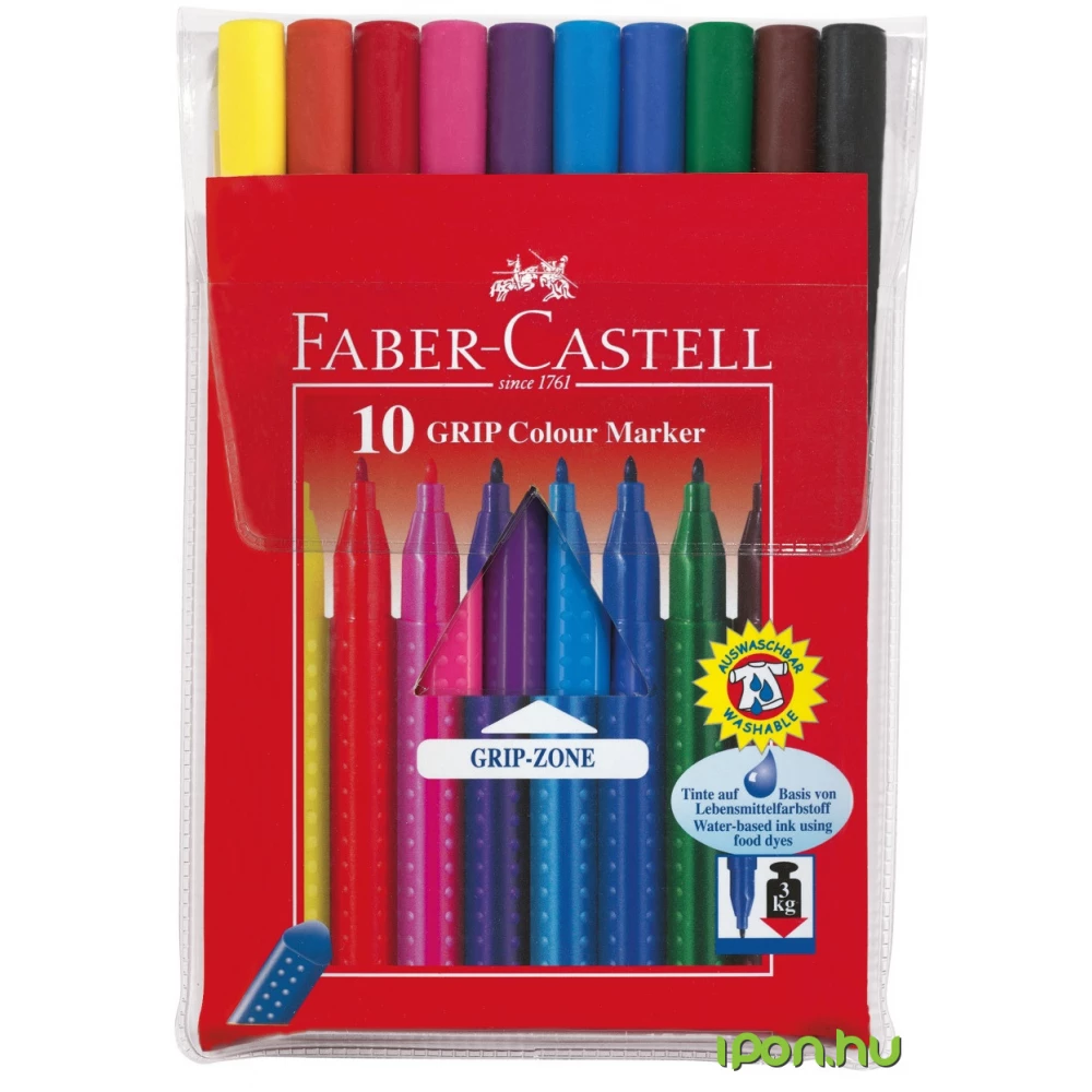 FABER-CASTELL Rostirón készlet háromszögletű Grip 10 különböző szín