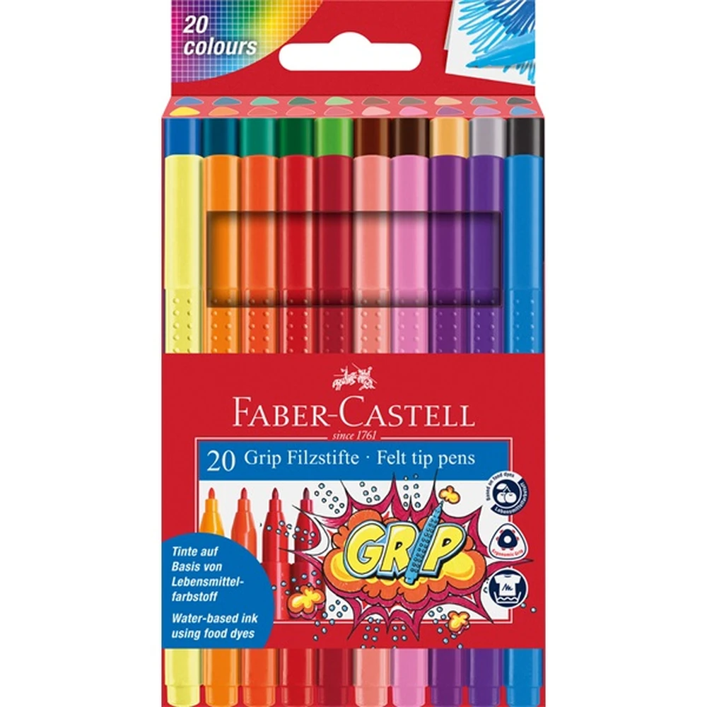 FABER-CASTELL Rostirón készlet háromszögletű Grip 20 különböző szín