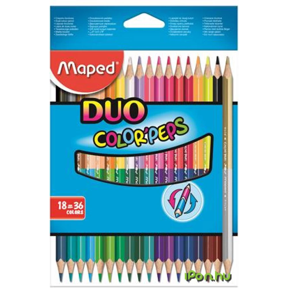 MAPED Color Peps Duo színes ceruza készlet háromszögletű kétvégű 36 különböző szín