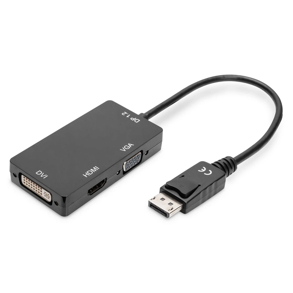 DIGITUS DisplayPort VGA/D-Sub + HDMI + DVI-D Átalakító Fekete 20cm AK-340418-002-S