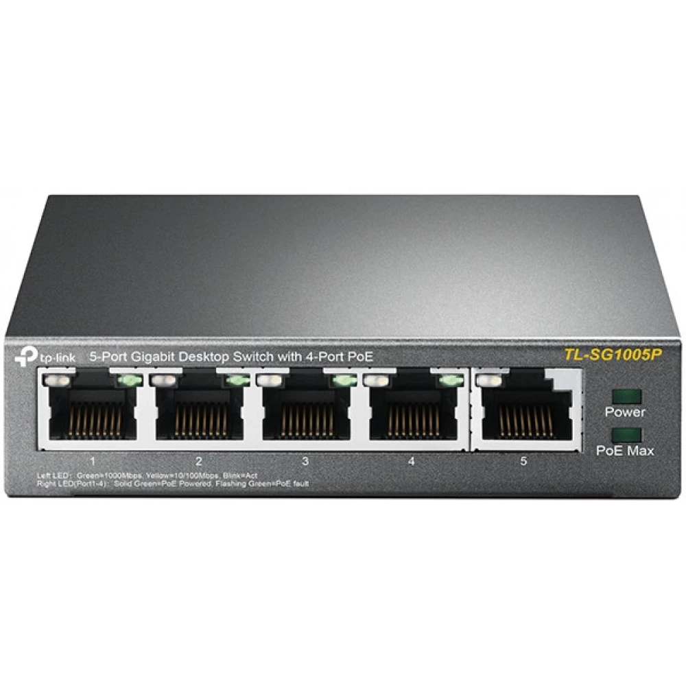 TP-LINK TL-SG1005P 5-Portos gigabites asztali switch 4 PoE porttal