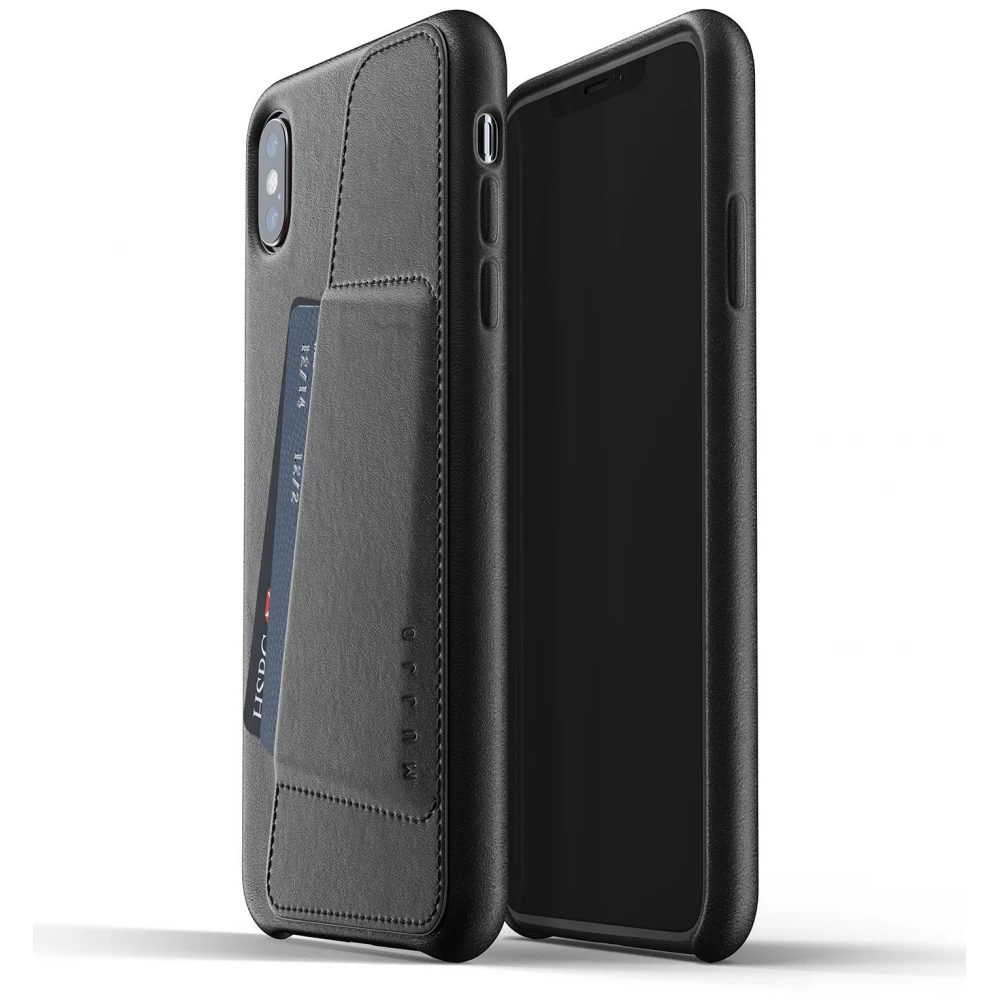 MUJJO Full Leather Wallet Case for iPhone XS Max crno