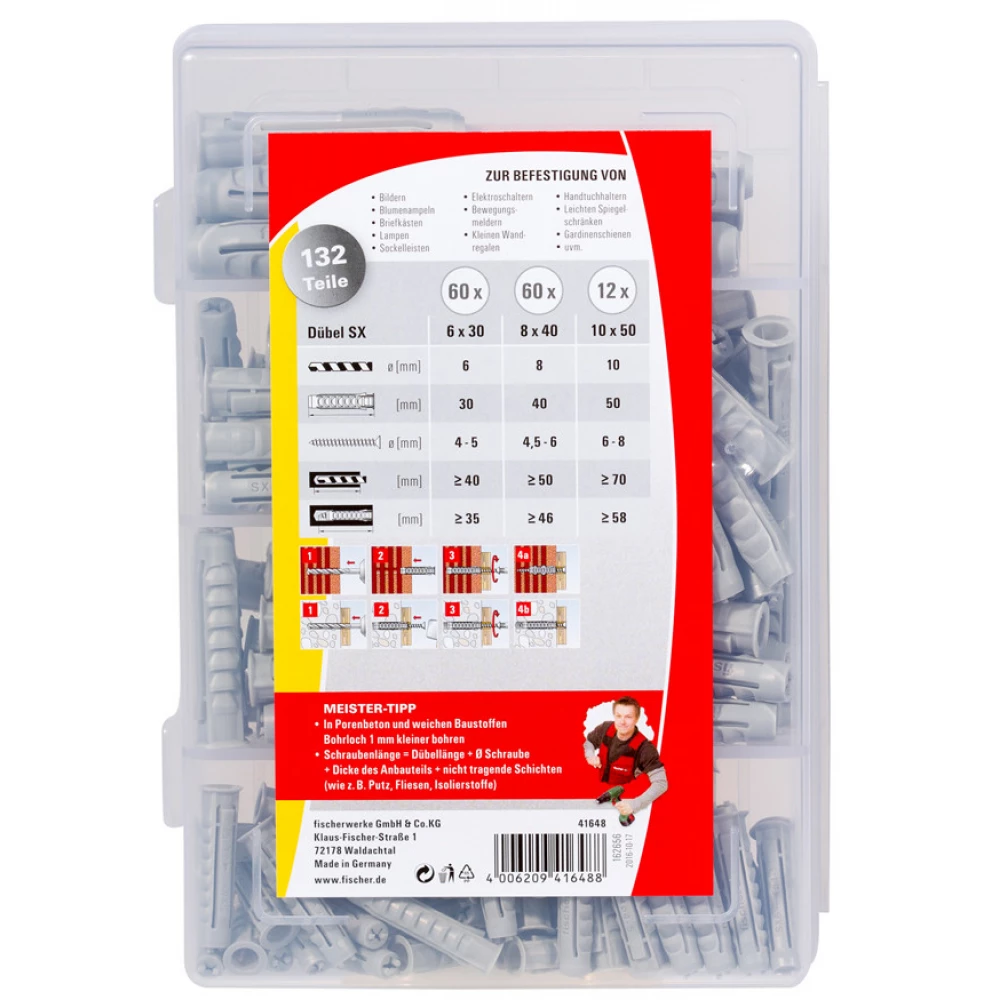 FISCHER 41648 Meister-Box SX dübel csomag (132 db)
