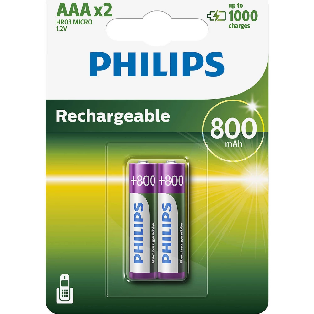 PHILIPS Rechargeable NiMH mikro olovka akku (AAA) 800mAh 2kom