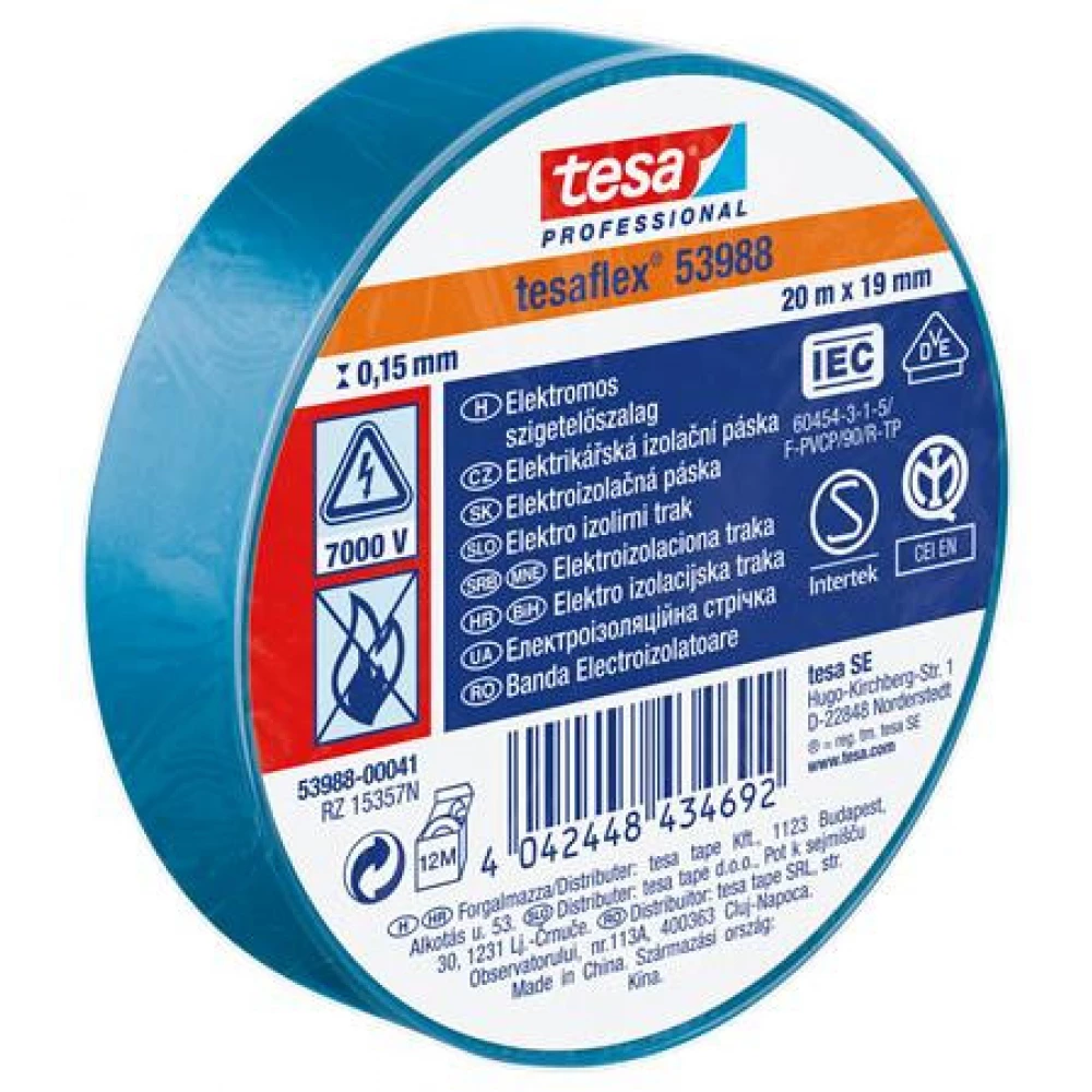 TESA Isolierband 19 mm x 20 m "Professional" Blau