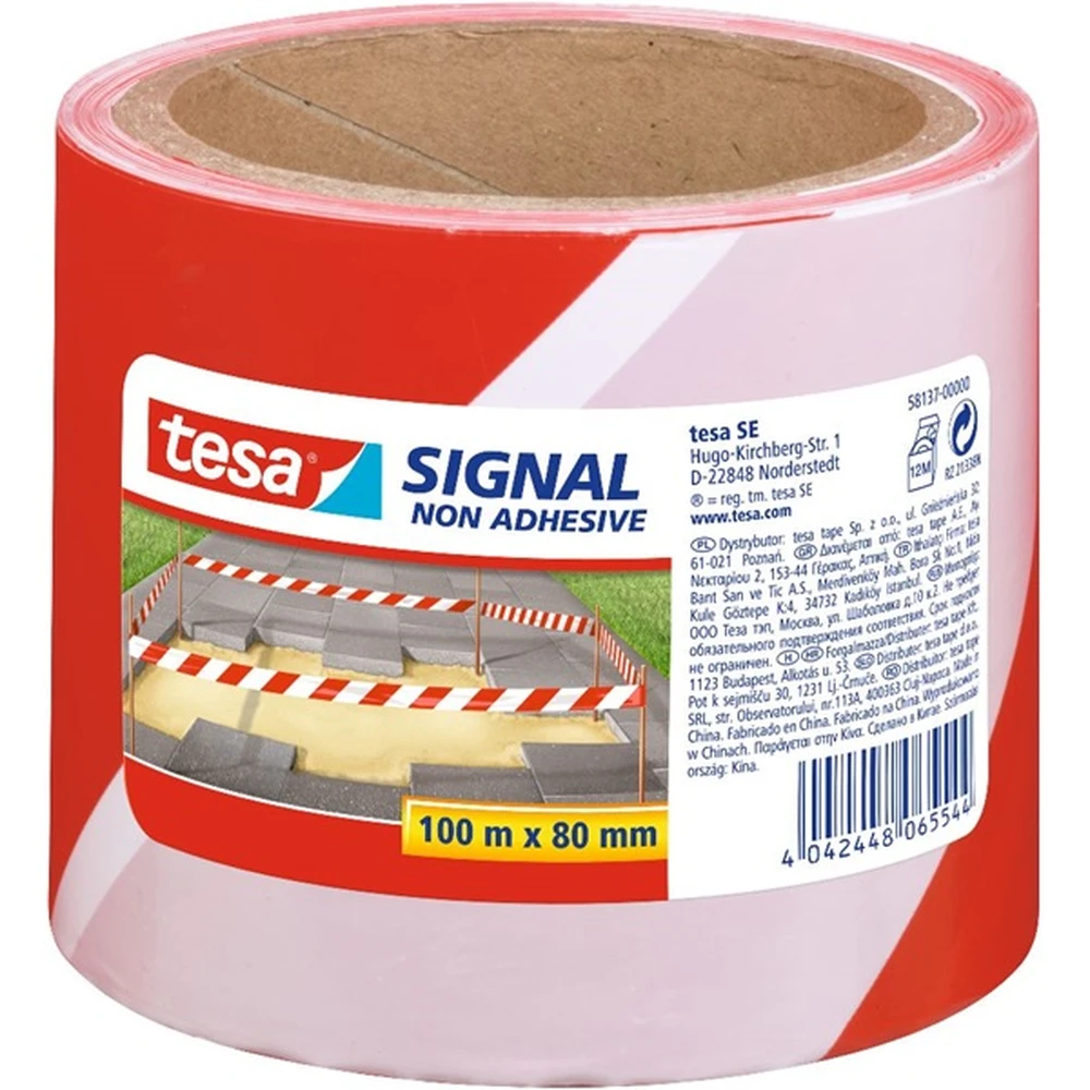 TESA Cord tape 80mm x 100m Professional Red White
