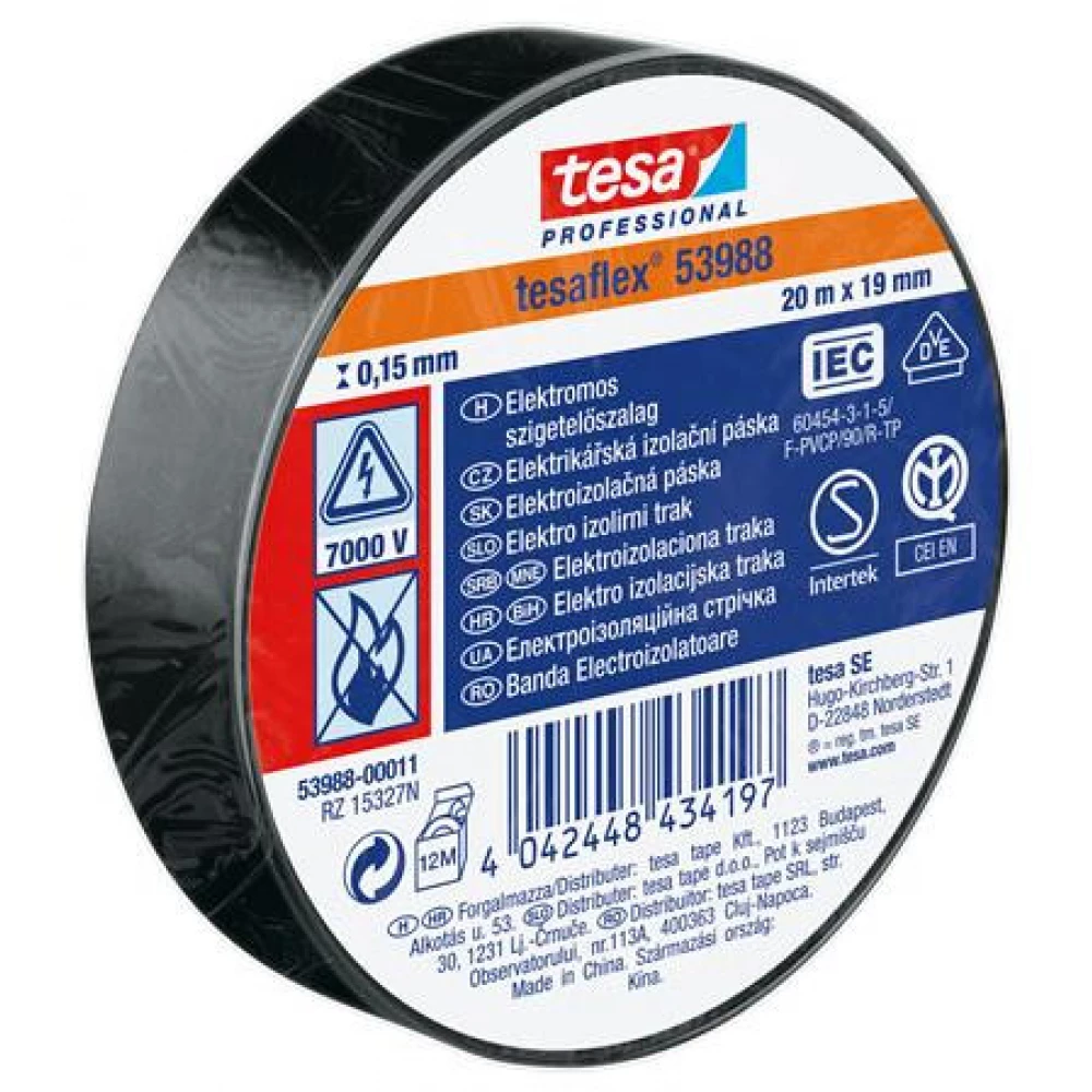 TESA Isolierband 19 mm x 20 m "Professional" schwarz