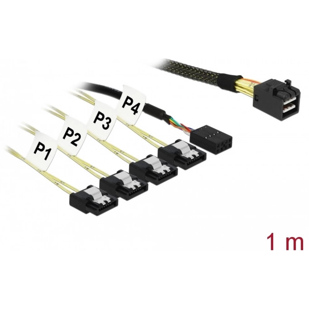 DELOCK mSAS HD SFF-8643 - 4xSATA + Sideb 1m kábel