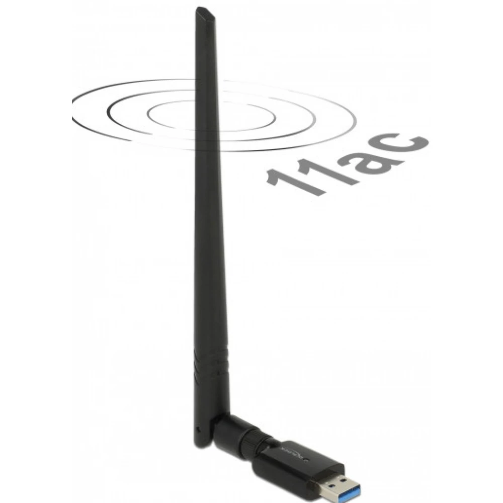 DELOCK 12535 USB 3.0-s kétsávos WLAN ac/a/b/g/n pendrive 867 + 300 Mbps külső antennával