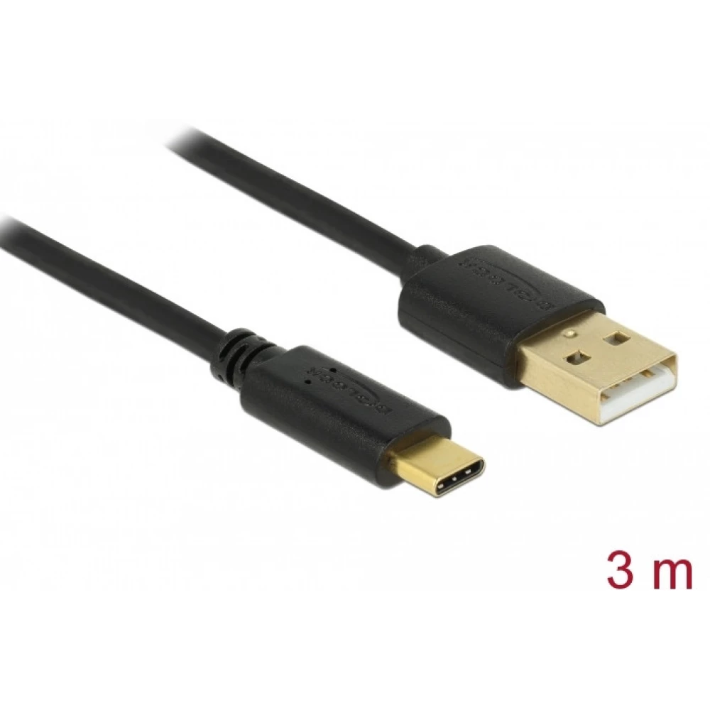DELOCK USB 2.0 Type C Converter Black 3m 85209