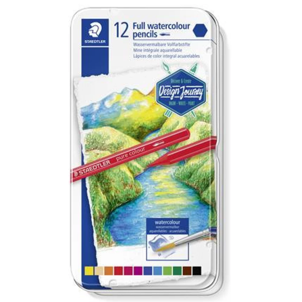 STAEDTLER Akvarell pencil stock metal box hexagonal Design Journey 12 different color