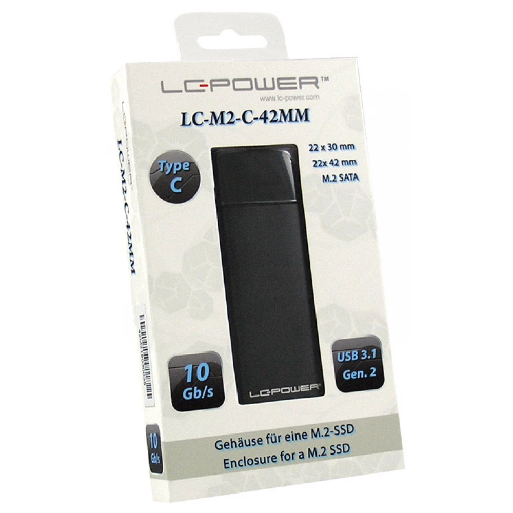 LCPOWER LC-M2-C-42MM - M.2 SATA - USB 3.1 Gen. 2 type C extern mobil ...
