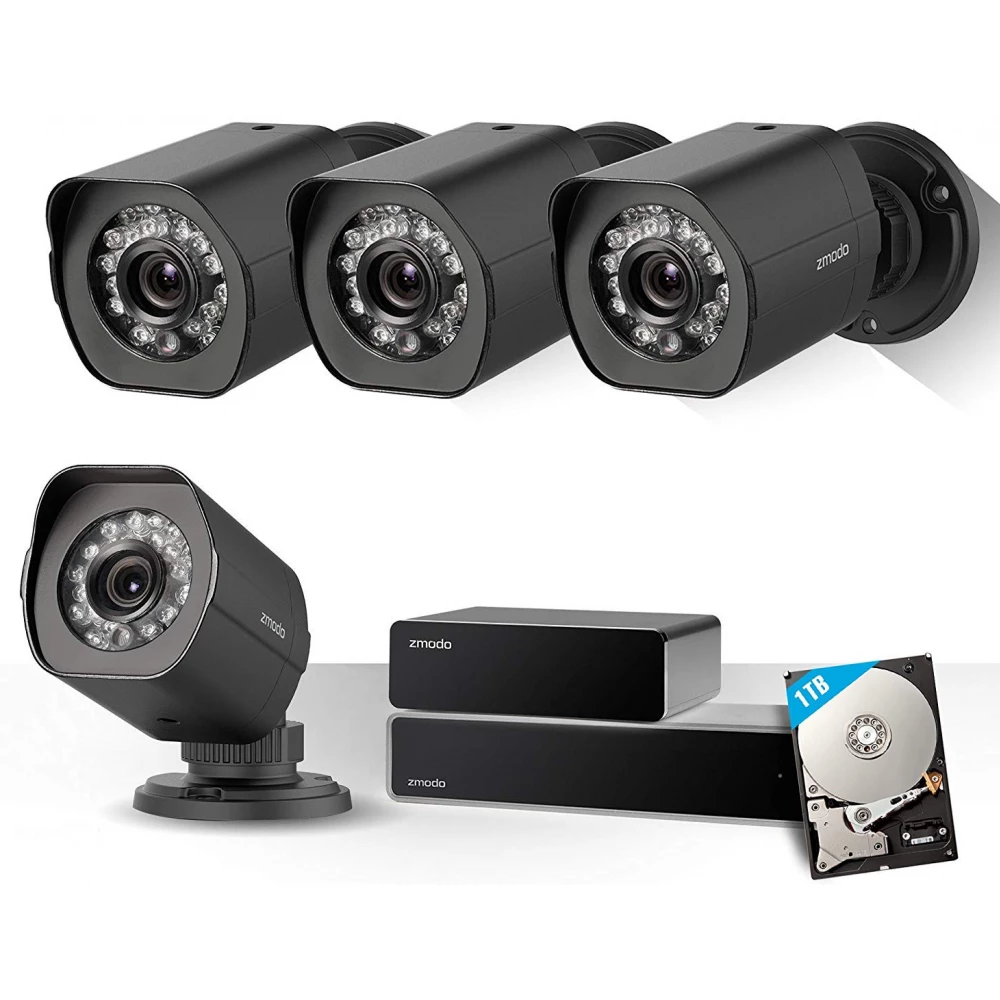 ZMODO 8-Channel NVR Security System with 4 1080p HD Wired Cameras & 1 Repeater (1TB HDD)