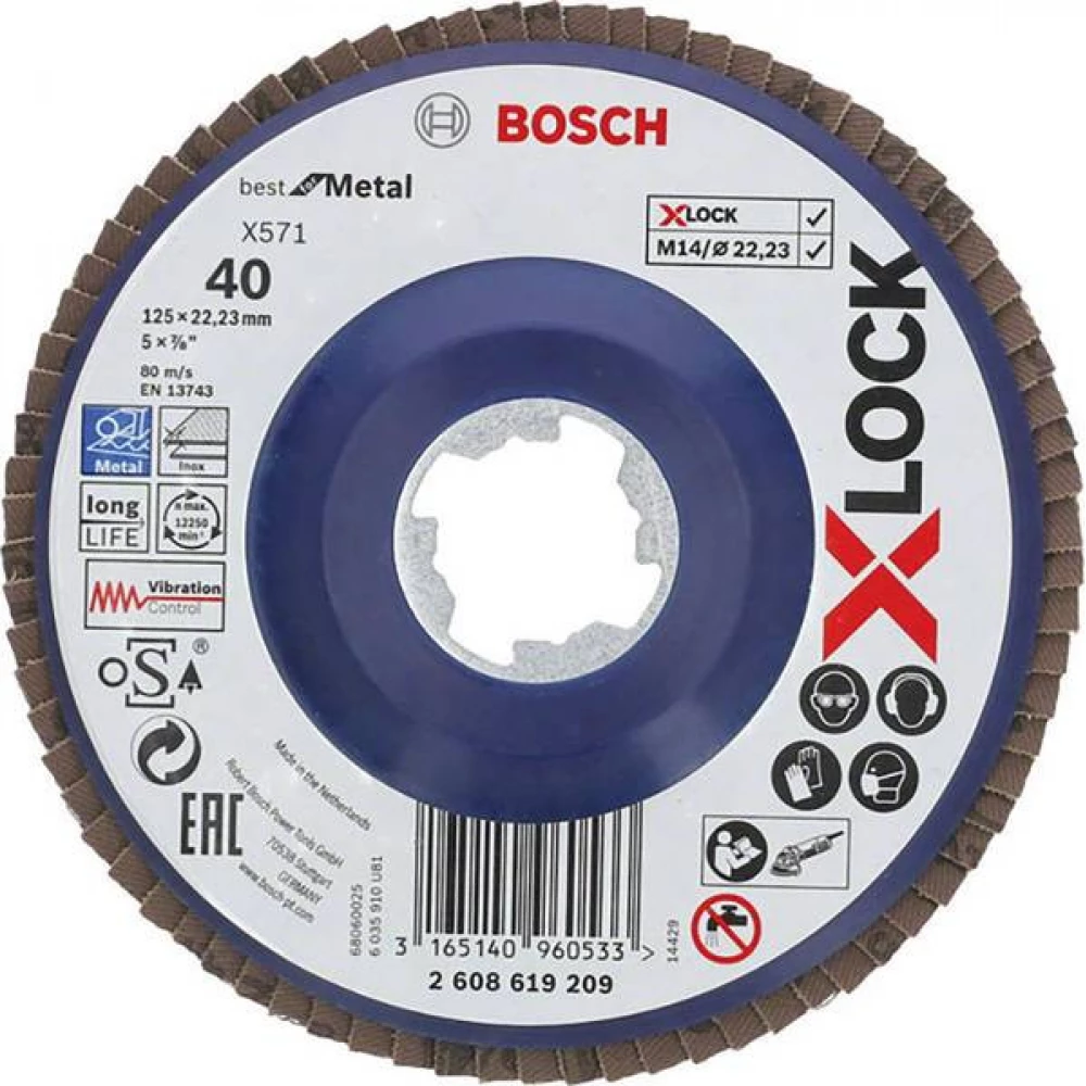 BOSCH X571 Best for Metal X-LOCK pilast ravno verzija plastika lap Ø125 mm G 40