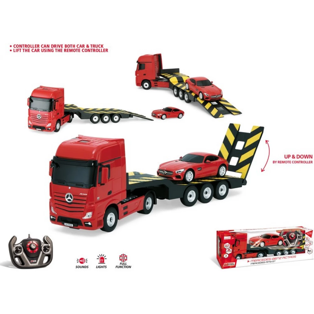 RASTAR 1/24 Mercedes-Benz Actros remote camion and Mercedes-AMG GT