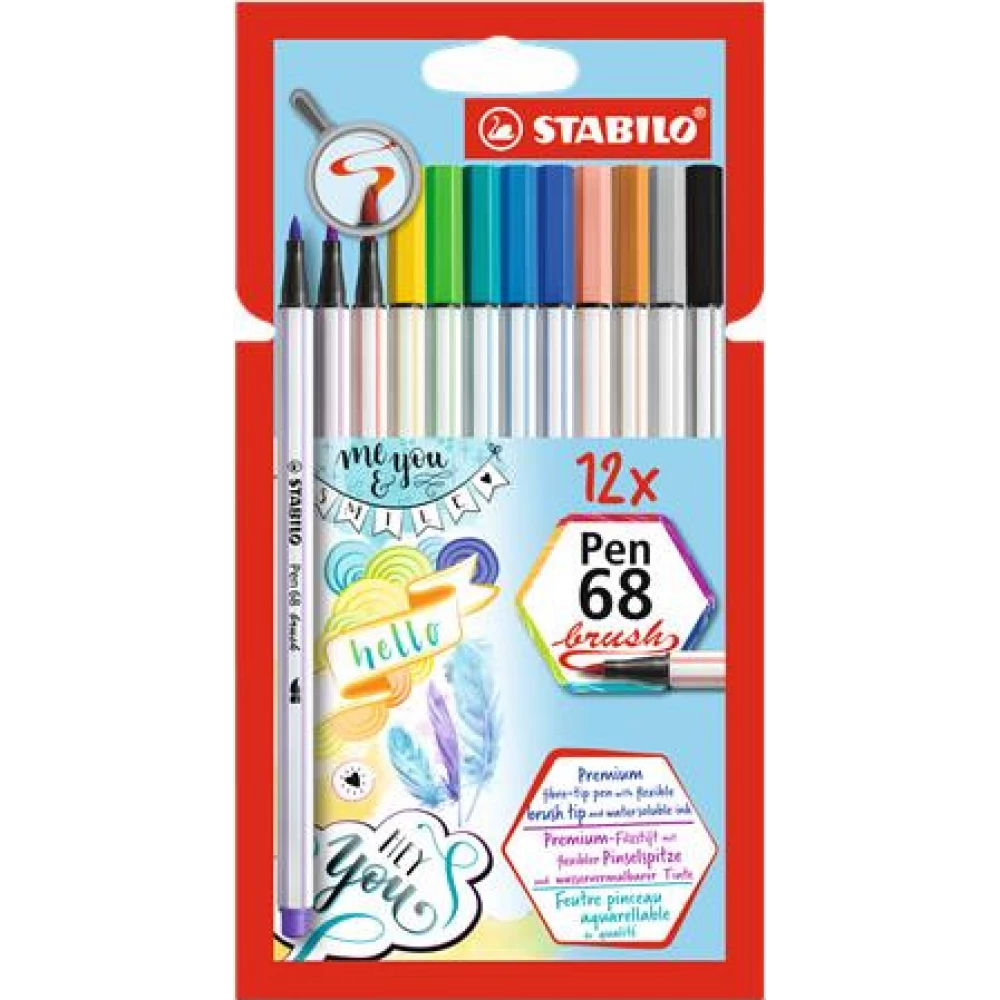 STABILO Ecsetirón készlet Pen 68 brush 12 különböző szín
