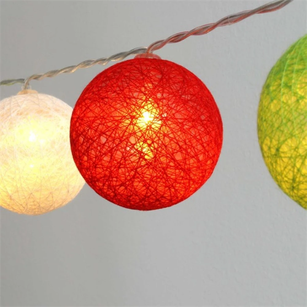 IRIS Sfera oblik 6cm / boja fonott/3m/piros-fehér-zöld/20kom LED-es/USB-s svjetlosni ukras