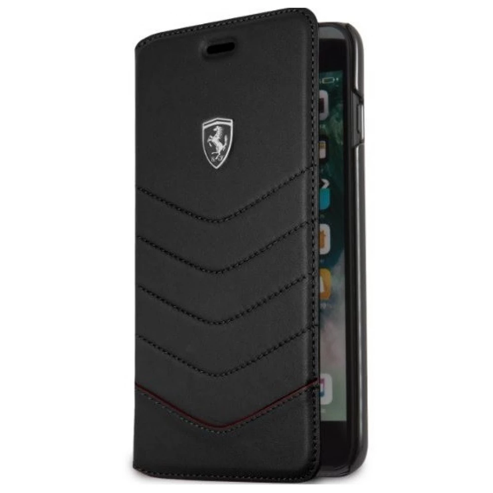 FERRARI Heritage tűzdelt bőr kemény tok iPhone 7 Plus fekete