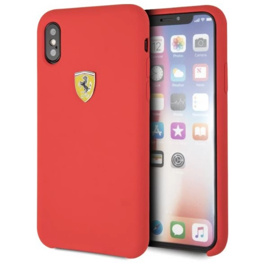 FERRARI Szilikon SF tok pajzs logóval iPhone X/XS piros