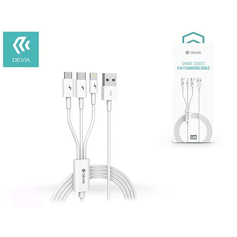 DEVIA USB Lightning + Micro USB + USB Type C Converter White 1.2m ST329975