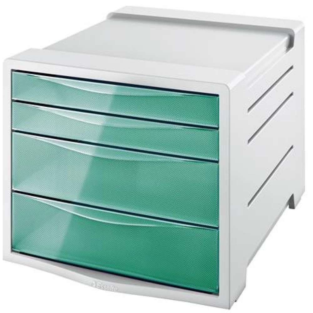 ESSELTE Irattároló plastic 4 drawer Colour Ice transparent green
