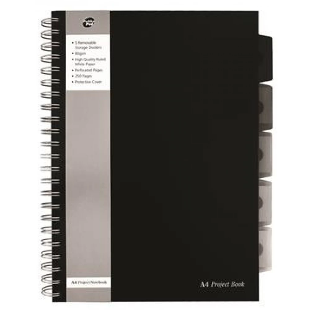 PUKKA PAD Black project book Spirálfüzet A4 linear 125 lap